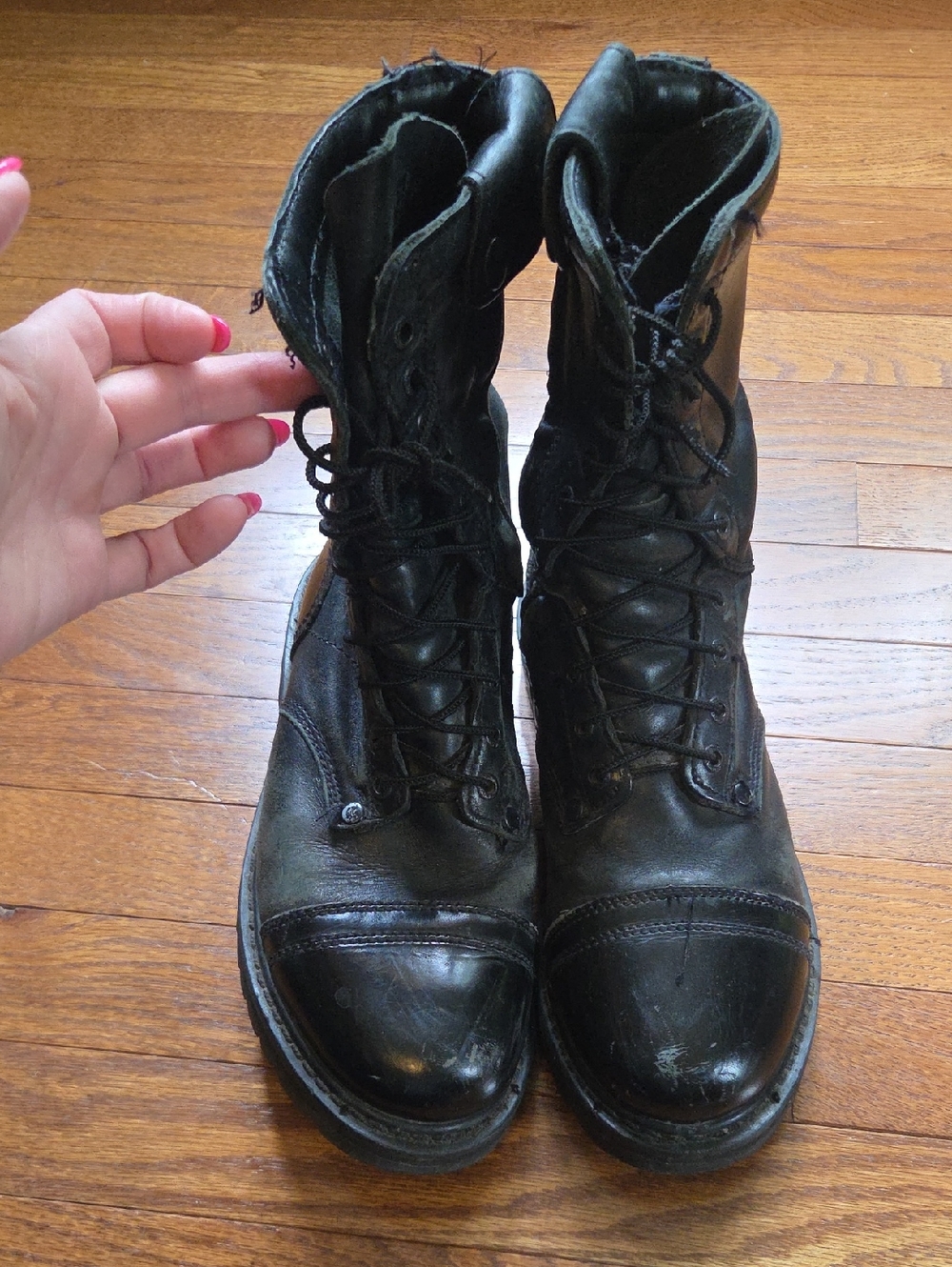 Rocky Black Leather Lace-Up Work Boot with Embossed Logo